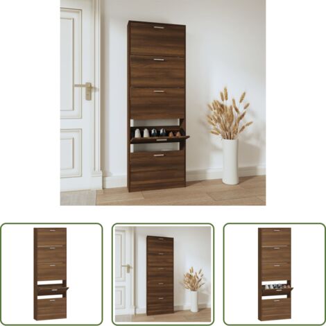 vidaXL Scarpiera con cassetti -  Scarpiera Rovere Marrone 59x17x169 cm in Legno Multistrato