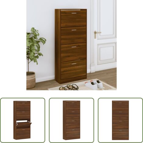 vidaXL Scarpiera con cassetti -  Scarpiera Rovere Marrone 63x24x147 cm in Legno Multistrato