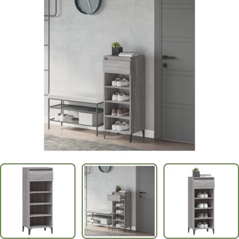 vidaXL Scarpiera con cassetto -  Scarpiera Grigio Sonoma 40x36x105 cm in Legno Multistrato