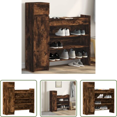 vidaXL Scarpiera con cassetto -  Scarpiera Rovere Fumo 100,5x28x100 cm in Legno Multistrato
