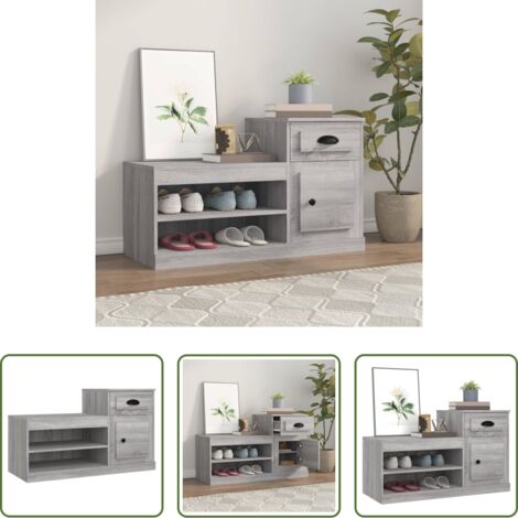 vidaXL Scarpiera con mobile basso -  Scarpiera Grigio Sonoma 100x42x60 cm in Legno Multistrato