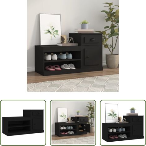 vidaXL Scarpiera con mobile basso -  Scarpiera Nera 100x42x60 cm in Legno Multistrato