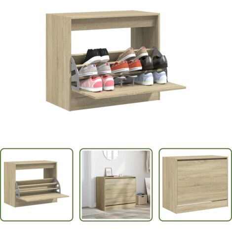 vidaXL Scarpiera con piano -  Scarpiera Rovere Sonoma 80x42x69 cm in Legno Multistrato
