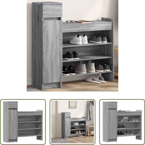 vidaXL Scarpiera con ripiani -  Scarpiera Grigio Sonoma 100,5x28x100 cm in Legno Multistrato