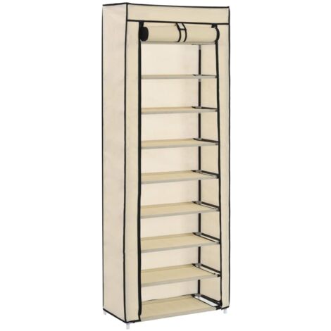 vidaXL Scarpiera con Rivestimento in Tessuto Crema 57x29x162 cm