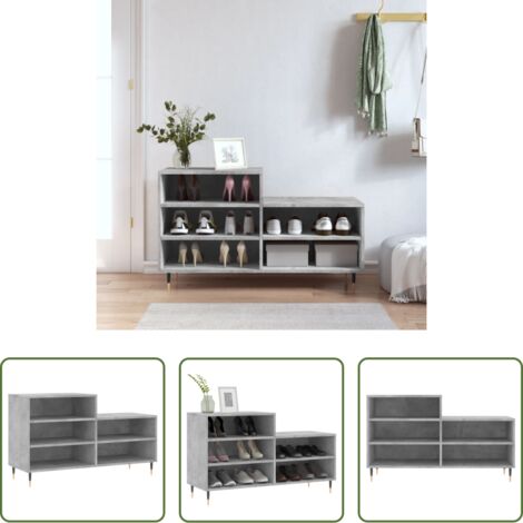 vidaXL Scarpiera con scomparti -  Scarpiera Grigio Cemento 102x36x60 cm in Legno Multistrato