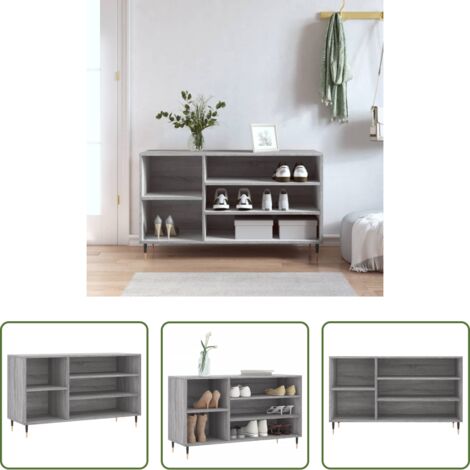 vidaXL Scarpiera con scomparti -  Scarpiera Grigio Sonoma 102x36x60 cm in Legno Multistrato