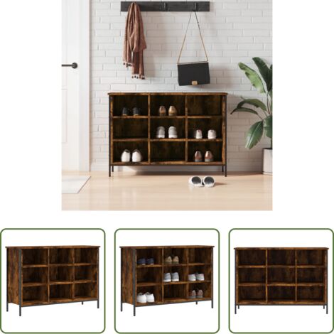 vidaXL Scarpiera con scomparti -  Scarpiera Rovere Fumo 100x35x70 cm in Legno Multistrato