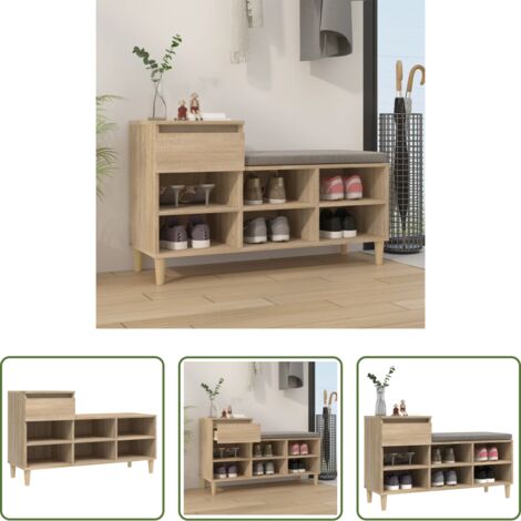 vidaXL Scarpiera con scomparti -  Scarpiera Rovere Sonoma 102x36x60 cm in Legno Multistrato