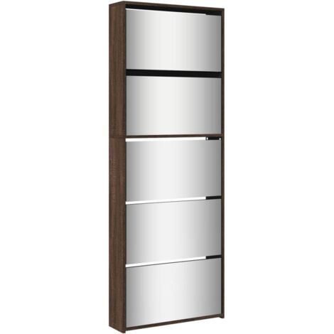 vidaXL Scarpiera con Specchio a 5 Livelli Rovere Marrone 63x17x169,5cm