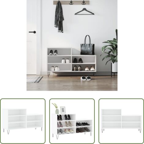 vidaXL Scarpiera da casa -  Scarpiera Bianca 102x36x60 cm in Legno Multistrato