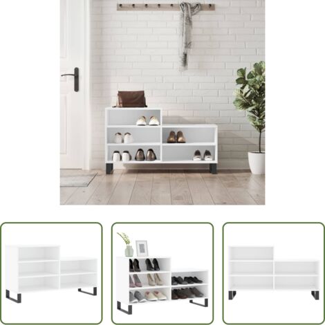 vidaXL Scarpiera da casa -  Scarpiera Bianca 102x36x60 cm in Legno Multistrato
