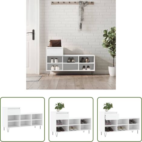 vidaXL Scarpiera da casa -  Scarpiera Bianca 102x36x60 cm in Legno Multistrato