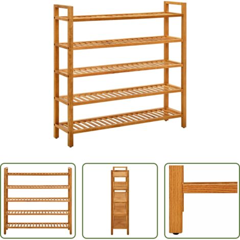 vidaXL Scarpiera da corridoio -  Scarpiera con 5 Ripiani 100x27x100 cm in Massello di Rovere
