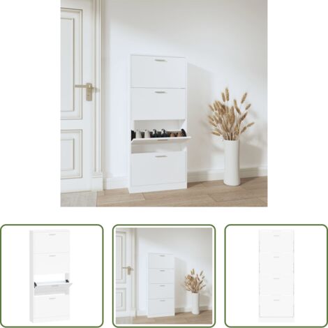 vidaXL Scarpiera da ingresso - Scarpiera Bianca 59x17x150 cm in Legno Multistrato