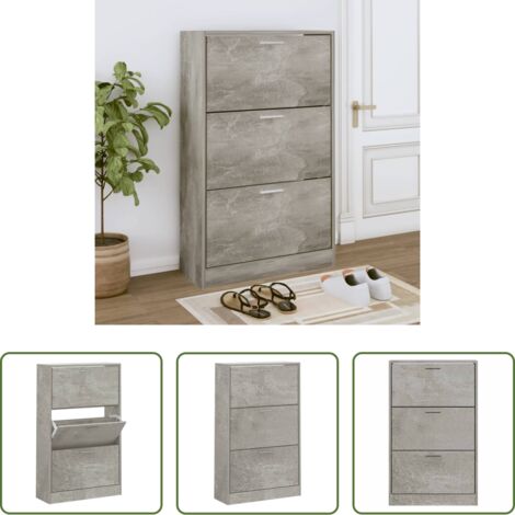 vidaXL Scarpiera da ingresso -  Scarpiera Grigio Cemento 63x24x103 cm in Legno Multistrato
