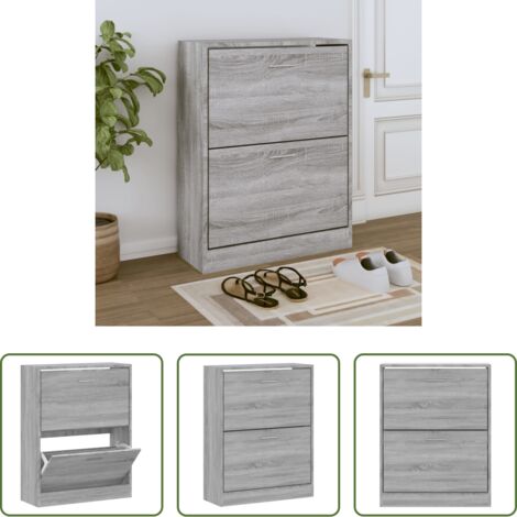 vidaXL Scarpiera da ingresso -  Scarpiera Grigio Sonoma 63x24x81 cm in Legno Multistrato