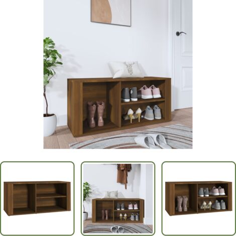 vidaXL Scarpiera da ingresso -  Scarpiera Rovere Marrone 100x35x45 cm in Legno Multistrato