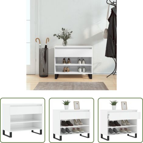 vidaXL Scarpiera da interno -  Scarpiera Bianco Lucido 70x36x60 cm in Legno Multistrato