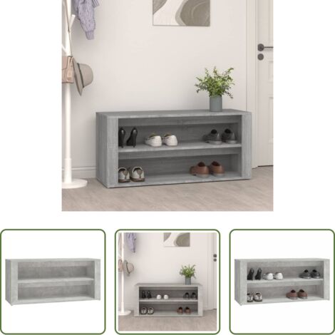 vidaXL Scarpiera da interno -  Scarpiera Grigio Cemento 100x35x45 cm in Legno Multistrato