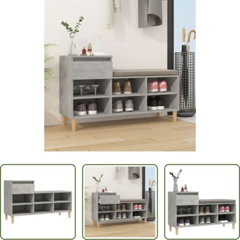 vidaXL Scarpiera da interno -  Scarpiera Grigio Cemento 102x36x60 cm in Legno Multistrato