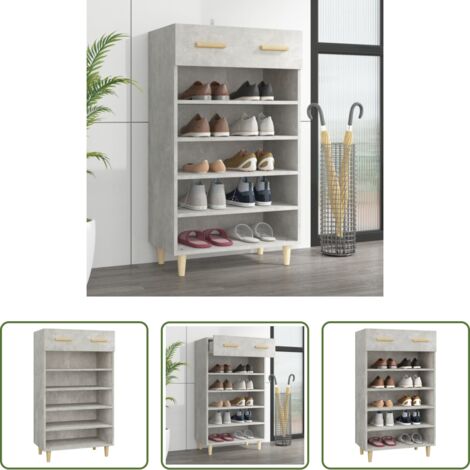 vidaXL Scarpiera da interno -  Scarpiera Grigio Cemento 60x35x105 cm in Legno Multistrato