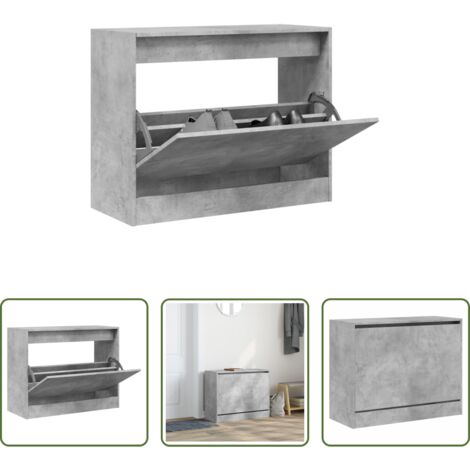vidaXL Scarpiera da interno -  Scarpiera Grigio Cemento 80x34x63 cm in Legno Multistrato
