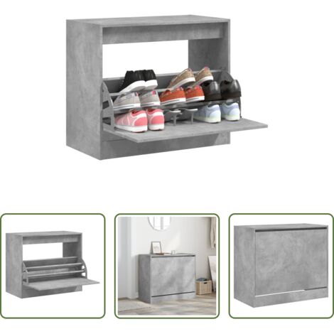 vidaXL Scarpiera da interno -  Scarpiera Grigio Cemento 80x42x69 cm in Legno Multistrato