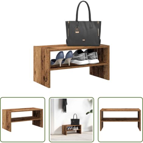 vidaXL Scarpiera da interno -  Scarpiera Impilabile Legno Antico 60x30x30,5 cm