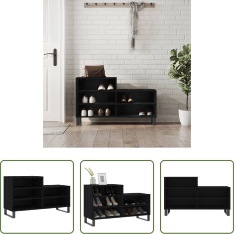 vidaXL Scarpiera da interno -  Scarpiera Nera 102x36x60 cm in Legno Multistrato