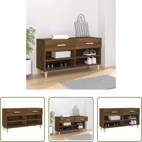 vidaXL Scarpiera da interno -  Scarpiera Rovere Marrone 102x35x55 cm in Legno Multistrato