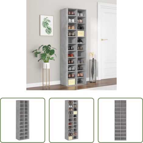 vidaXL Scarpiera da parete -  Scarpiera Grigio Cemento 54x34x183 cm in Truciolato