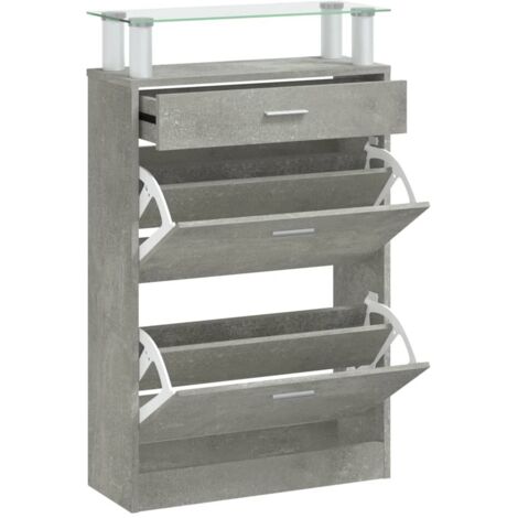 vidaXL Scarpiera Grigio Cemento 63x24x104 cm in Legno Multistrato