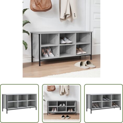 vidaXL Scarpiera in acciaio -  Scarpiera Grigio Sonoma 100x35x50 cm in Legno Multistrato