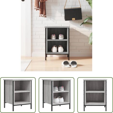 vidaXL Scarpiera in acciaio -  Scarpiera Grigio Sonoma 38x35x50 cm in Legno Multistrato