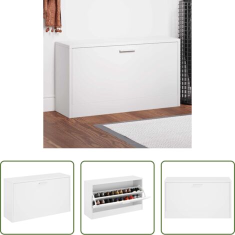 vidaXL Scarpiera in argilla -  Panca Scarpiera Bianco Lucido 80x24x45 cm in Legno di Argilla
