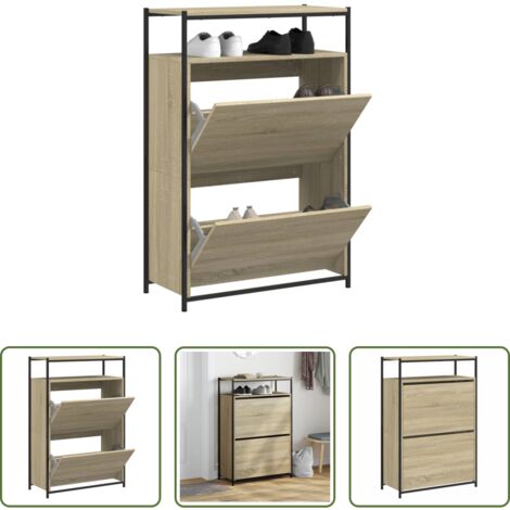 vidaXL Scarpiera in legno ingegnerizzato -  Scarpiera Rovere Sonoma 75x34x112 cm in Legno Multistrato