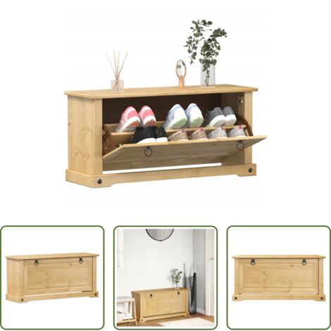 vidaXL Scarpiera in legno massello -  Scarpiera Corona 99x32x47 cm in Legno Massello di Pino