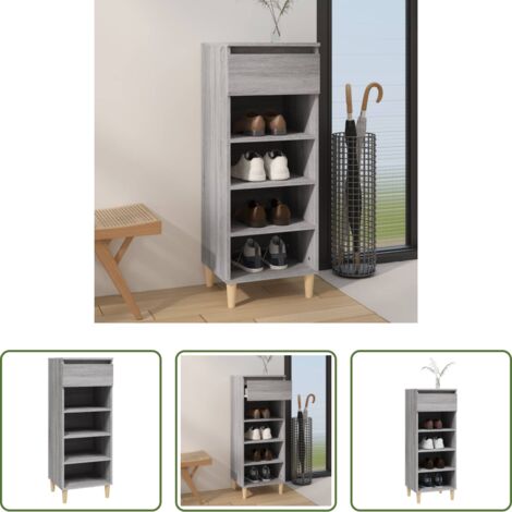 vidaXL Scarpiera in legno multistrato -  Scarpiera Grigio Sonoma 40x36x105 cm in Legno Multistrato