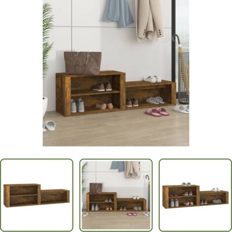 vidaXL Scarpiera in legno multistrato -  Scarpiera Rovere Fumo 150x35x45 cm in Legno Multistrato