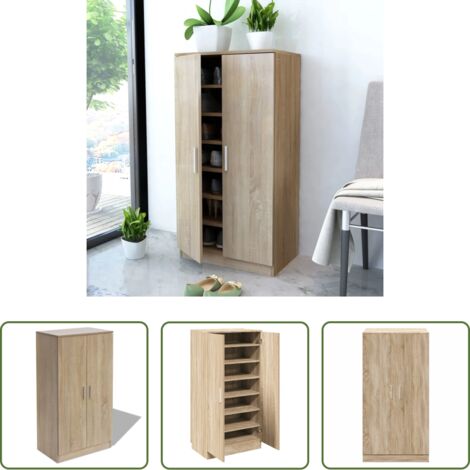 vidaXL Scarpiera in legno -  Scarpiera con 7 Mensole Colore Rovere
