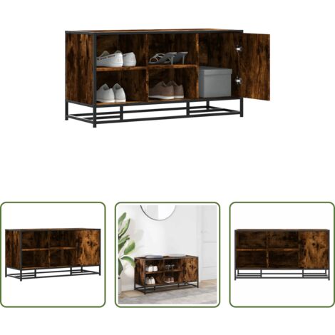 vidaXL Scarpiera in metallo -  Scarpiera in Rovere Fumo 100x40x53,5 cm in Truciolato e Metallo