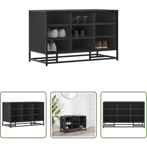 vidaXL Scarpiera in metallo -  Scarpiera Nera 84x40x53,5 cm in Truciolato e Metallo