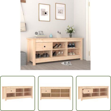 vidaXL Scarpiera in pino -  Scarpiera 110x38x45,5 cm in Legno Massello di Pino
