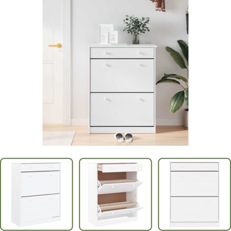 vidaXL Scarpiera in pino -  Scarpiera ALTA Bianca 77x35x96 cm in Legno Massello di Pino