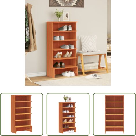 vidaXL Scarpiera in pino -  Scarpiera Marrone Cera 52x30x104 cm Legno Massello di Pino
