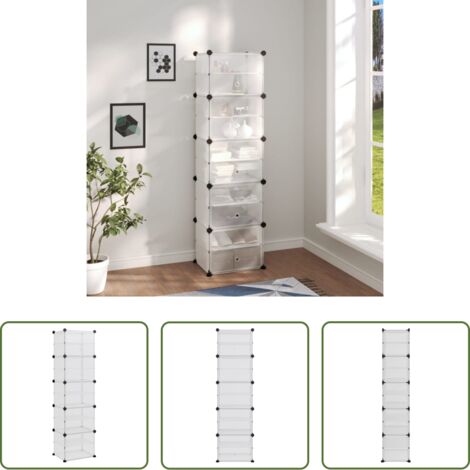 vidaXL Scarpiera in PP -  Scarpiera Trasparente 44x31,5x153,5 cm in PP