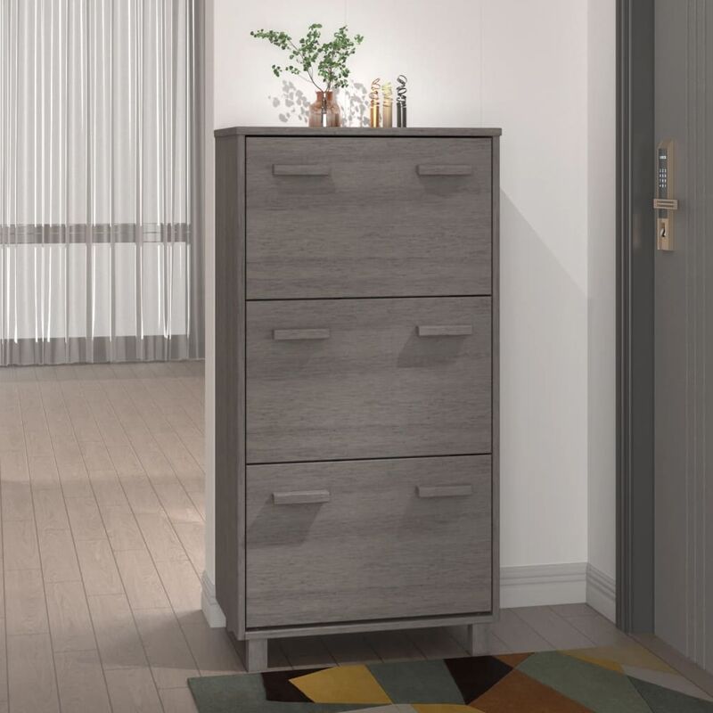 Scarpiera Salvaspazio, Portascarpe hamar Grigio Chiaro 59, 5x35x117 cm in Legno di Pino Vidaxl