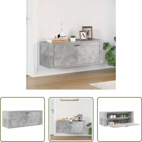 vidaXL Scarpiera moderna -  Scarpiera a Muro Grigio Cemento100x35x38cm in Legno Multistrato