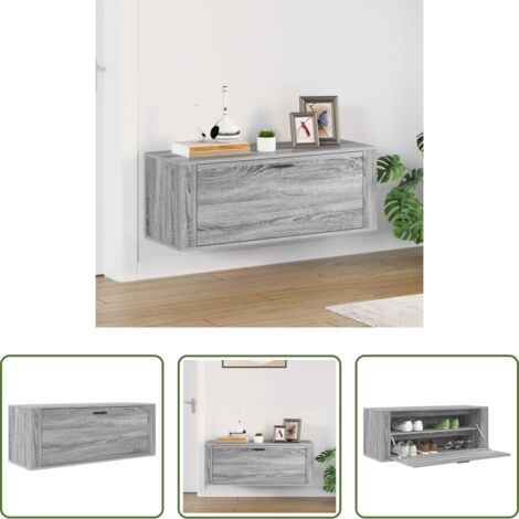 vidaXL Scarpiera moderna -  Scarpiera a Muro Grigio Sonoma 100x35x38cm in Legno Multistrato